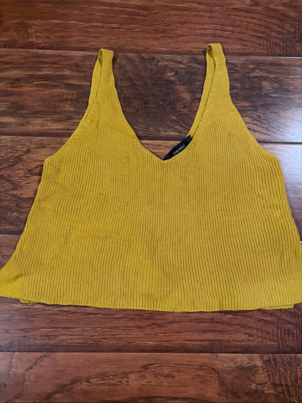 Forever 21 Mustard Ribbed V-Neck Crop Tank
